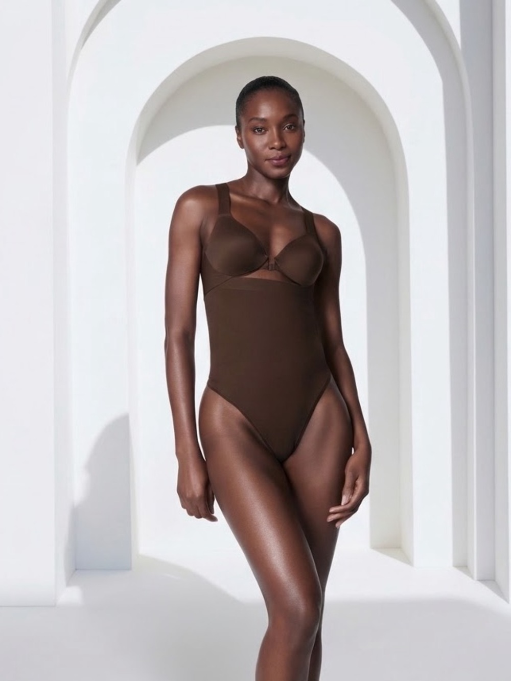 Spanx Seamless High-Waisted Shaping Thong Chestnut Brown Medium